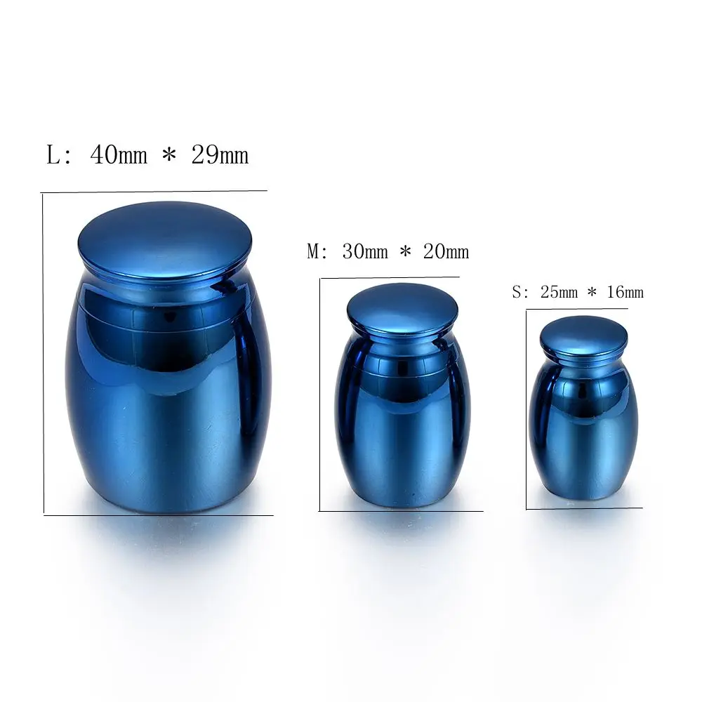 IJU025 Engravable Blank Stainless Steel Small Blue Color Memorial Urn Ashes Holder Cremation Ashes Mini Urn for Keepsake
IJU025 Engravable Blank Stainless Steel Small Blue Color Memorial Urn Ashes Holder Cremation Ashes Mini Urn for Keepsake