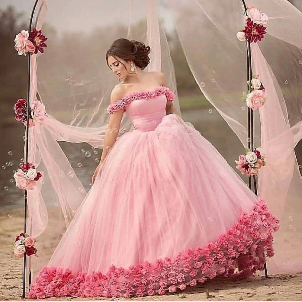pink prom dresses 2019 off the shoulder ball gown hand made 3d flowers puffy floor length evening dresses vestidos
pink prom dresses 2019 off the shoulder ball gown hand made 3d flowers puffy floor length evening dresses vestidos