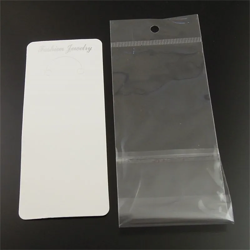 100 Pieces/Pack Jewelry Case Paper Earrings Necklace Display Hanging Card with Plastic Bags Packing Bag 36888 | Украшения и