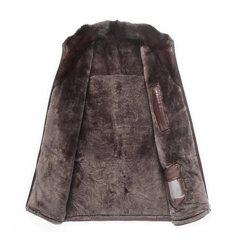 Golomise&Imbettuy Genuine Sheepskin Leather Jacket Natural Lamb Fur Liner Parka Coat Men Real Shearling Jacket/Coat | Мужская одежда
