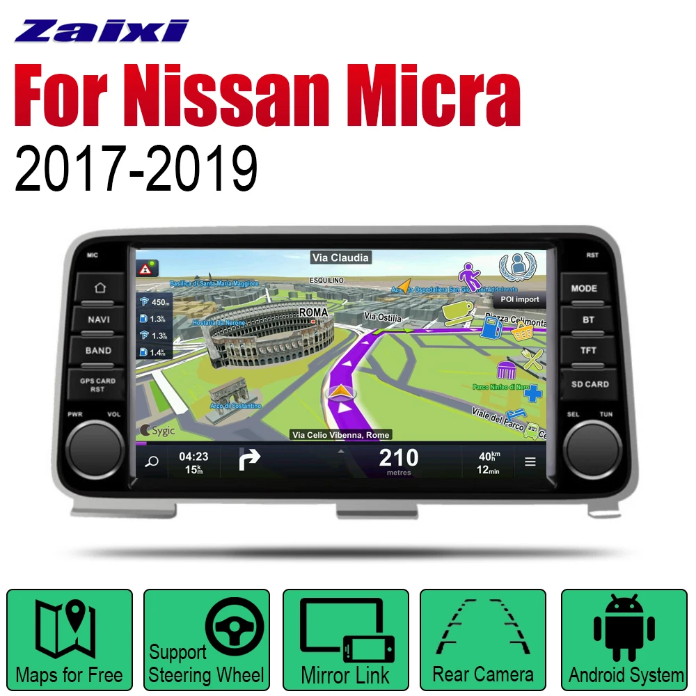 Автомобильный радиоприемник ZaiXi на Android стерео GPS навигация для Nissan Micra 2017 ~ 2019