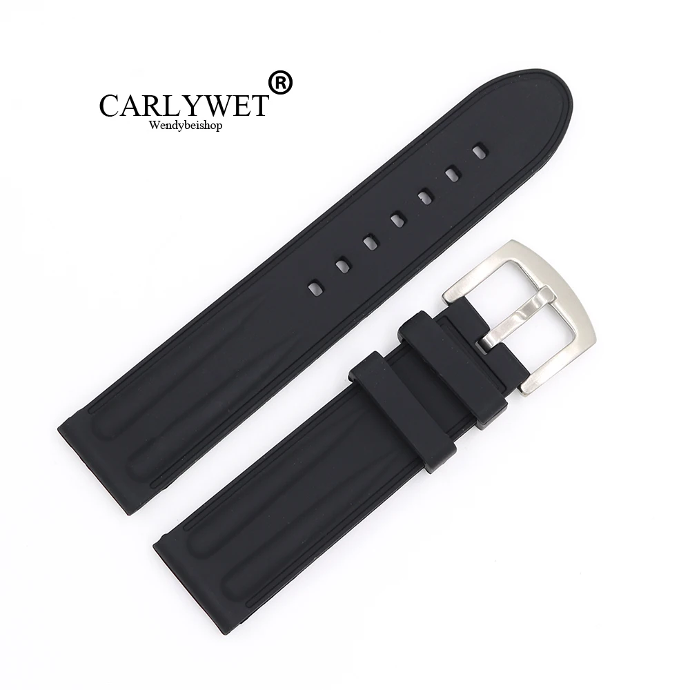 Фото CARLYWET 22 мм черный водонепроницаемый силиконовый резиновый - купить