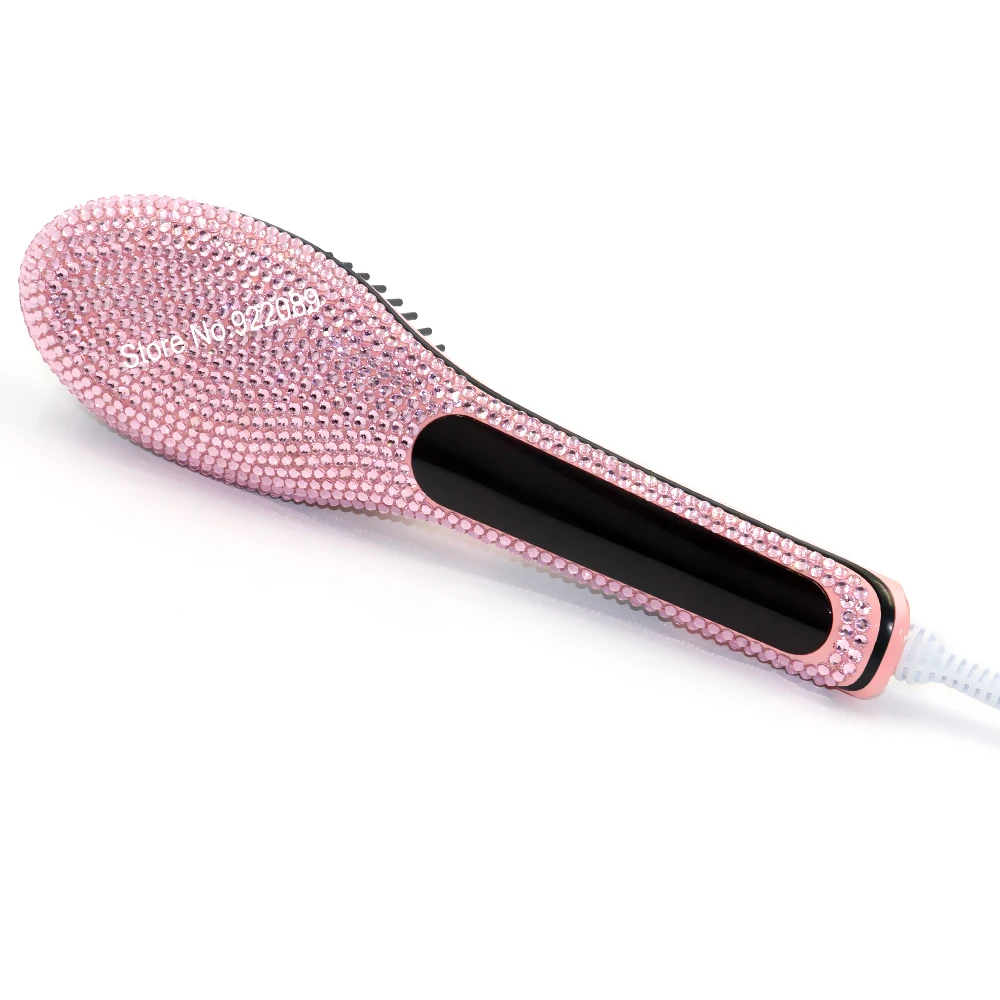 Pink Crystal Brush Hair Straightener Comb Irons With LCD Display Electric Straight Hair Comb Straightening
Pink Crystal Brush Hair Straightener Comb Irons With LCD Display Electric Straight Hair Comb Straightening