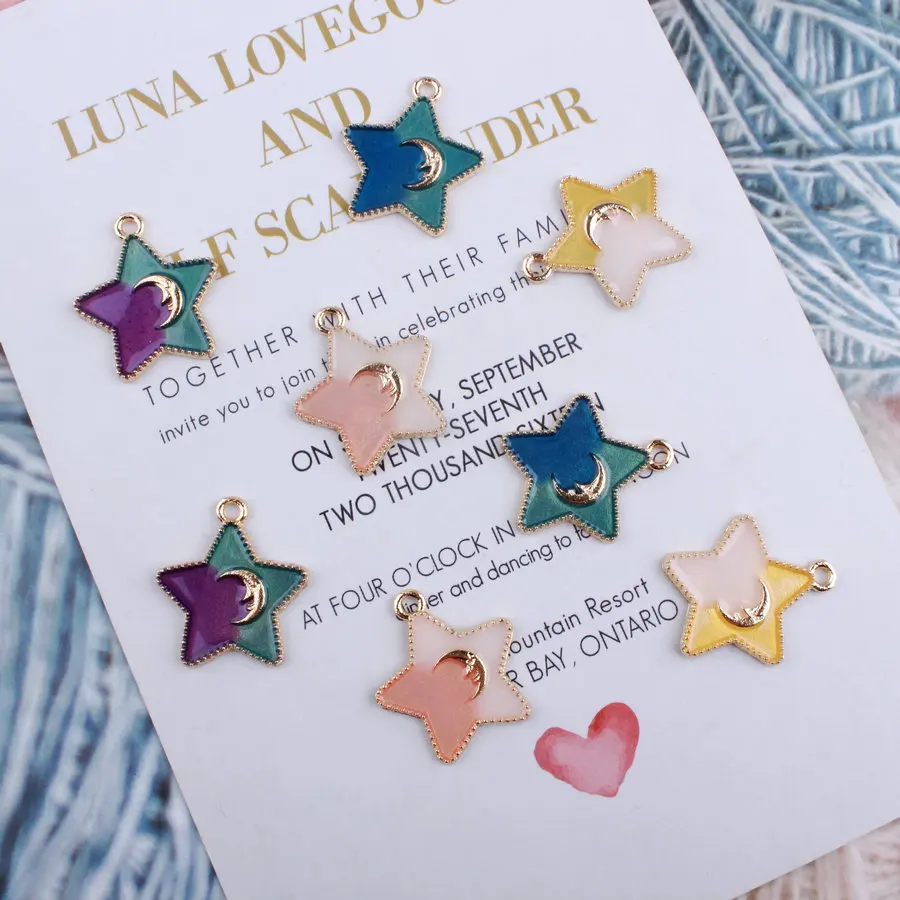 50pcs/lot Beautiful Star Moon 20*22mm Enamel Charms Pendant Fashion Jewelry Accessories fit Bracelet Necklace
50pcs/lot Beautiful Star Moon 20*22mm Enamel Charms Pendant Fashion Jewelry Accessories fit Bracelet Necklace