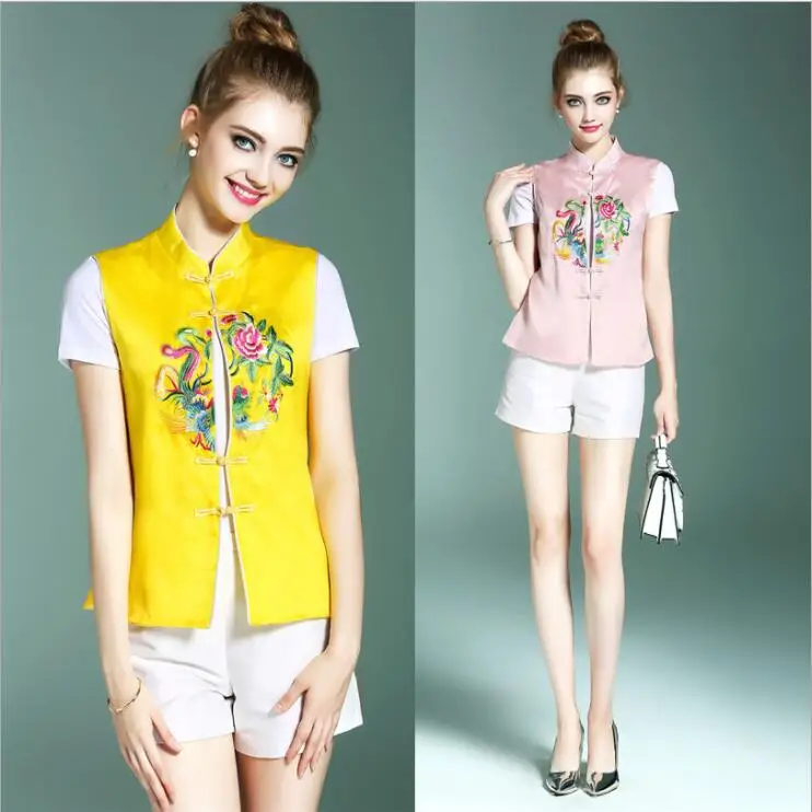 China Sleeveless garment improved embroidered waistcoat Traditional Vest Silk Ogan yarn embroidered Top vertical collar Clothing
China Sleeveless garment improved embroidered waistcoat Traditional Vest Silk Ogan yarn embroidered Top vertical collar Clothing