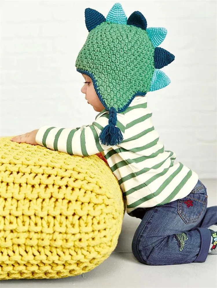 

Baby Hat Dinosaur Boy Cap Toddler Girl Animal Style Warm Knitted Cotton Hat newborn photography Bonnet touca chapeau enfants