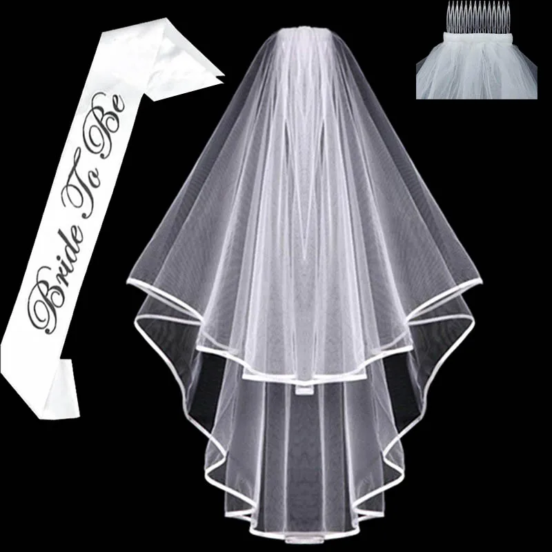 White short Bridal Wedding Veil Bride To Be Sash Bachelorette hen Party Bridal Shower marriage gift Decoration hair Accessories
White short Bridal Wedding Veil Bride To Be Sash Bachelorette hen Party Bridal Shower marriage gift Decoration hair Accessories