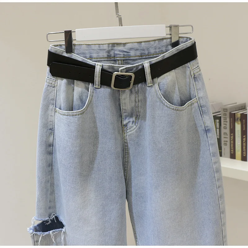 Fashion art holes jeans women cotton pants new arrival 2019 spring summer