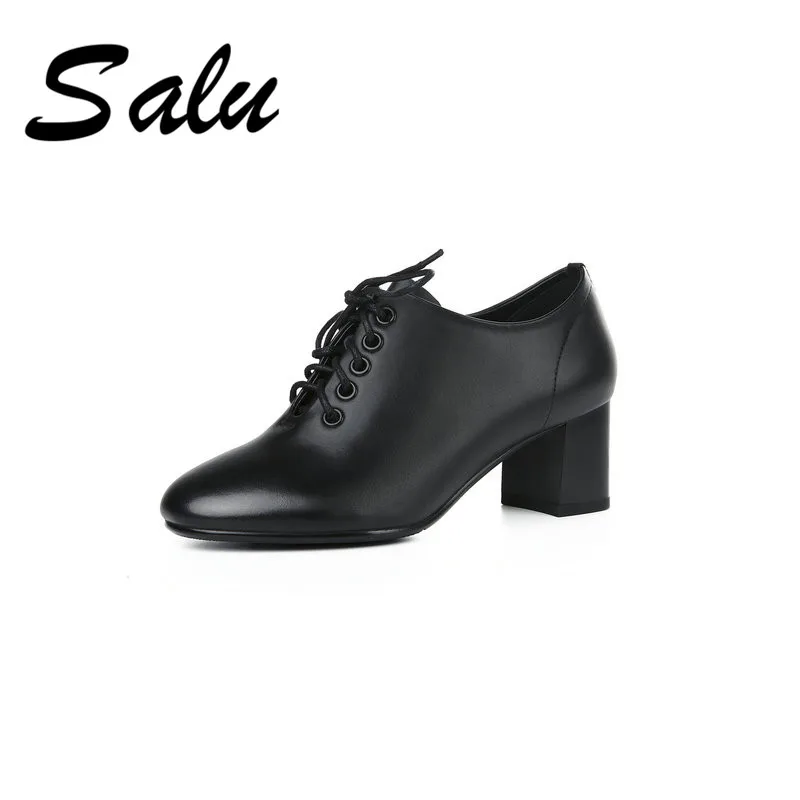 Salu 2020 new fashion Genuine leather Women Pumps Fashion Lace Up Square Mid Heel round Toe Platform Ladies Pumps
Salu 2020 new fashion Genuine leather Women Pumps Fashion Lace Up Square Mid Heel round Toe Platform Ladies Pumps