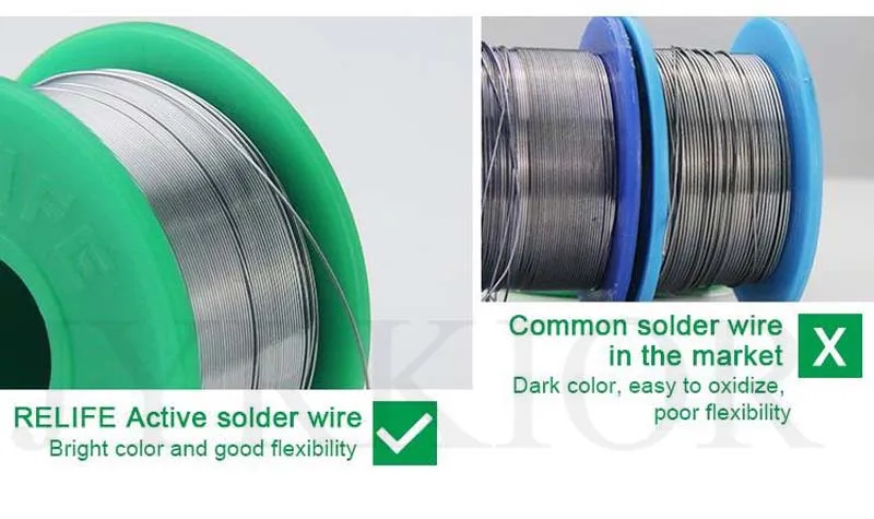 Jyrkior RELIFE 0.3/0.4/0.5/0.6mm Active Solder Wire Rosin Core Soldering Iron Solder Line For Mobile Phone Mainboard BGA Repair
Jyrkior RELIFE 0.3/0.4/0.5/0.6mm Active Solder Wire Rosin Core Soldering Iron Solder Line For Mobile Phone Mainboard BGA Repair