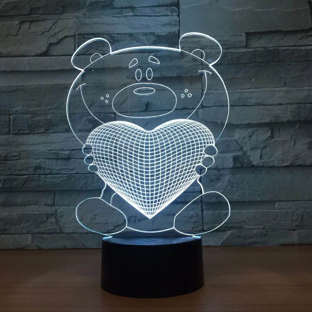 Светодиодный ночсветильник Bear hug love 7 цветов барная настольная лампа ночная