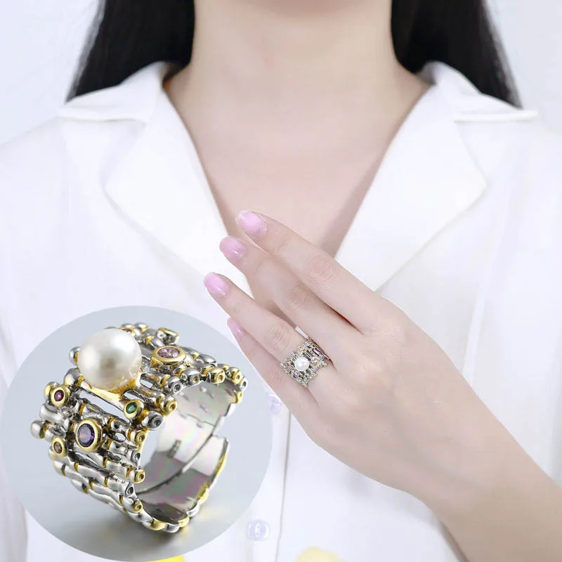 Real 925 sterling silver zircon Pearl Rings Gold Adjustable Natural Freshwater Baroque Pearl Wave Rings for women Birthday gifts
Real 925 sterling silver zircon Pearl Rings Gold Adjustable Natural Freshwater Baroque Pearl Wave Rings for women Birthday gifts