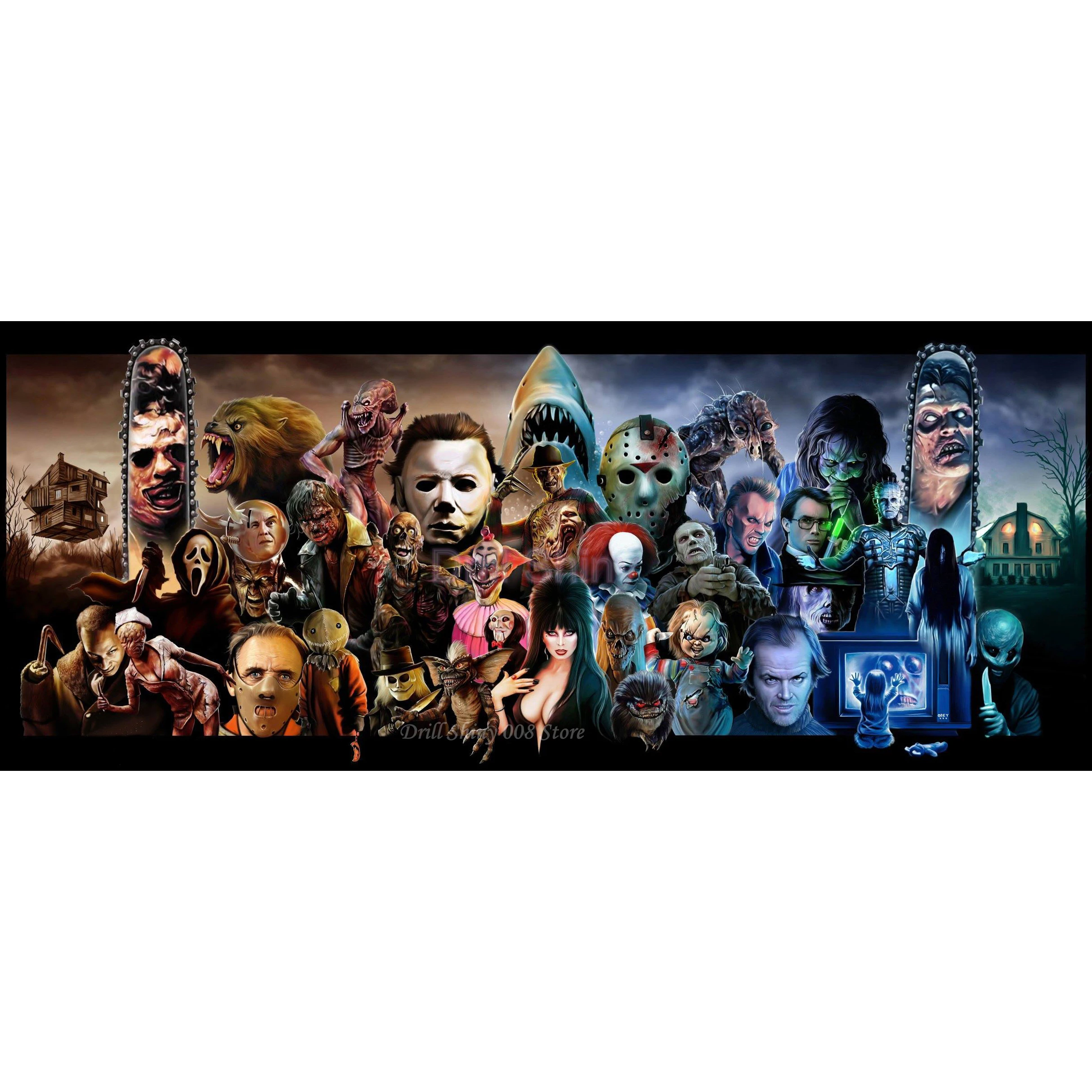 5D DIY Full Diamond Painting Classic Horror Villains and Monsters MASH UP Movie Character Collage Cross Stitch Wall Sticker Gift
5D DIY Full Diamond Painting Classic Horror Villains and Monsters MASH UP Movie Character Collage Cross Stitch Wall Sticker Gift
