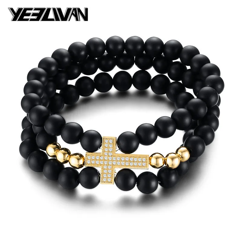 New Stainless Steel Obsidian Men's Bracelets Vintage Beads 4 Colors Cross Crystal Bracelets and Bangles Black Multilayer Jewelry
New Stainless Steel Obsidian Men's Bracelets Vintage Beads 4 Colors Cross Crystal Bracelets and Bangles Black Multilayer Jewelry
