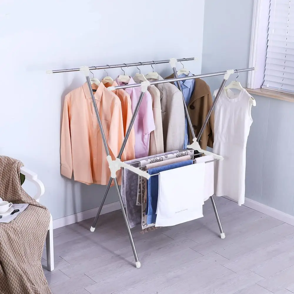 X Shape Folding Length Telescopic Floor Stand Laundry Rack Balcony Garment Clothes Drying Rack with Towel Pole Outdoor DQ0028E
X Shape Folding Length Telescopic Floor Stand Laundry Rack Balcony Garment Clothes Drying Rack with Towel Pole Outdoor DQ0028E