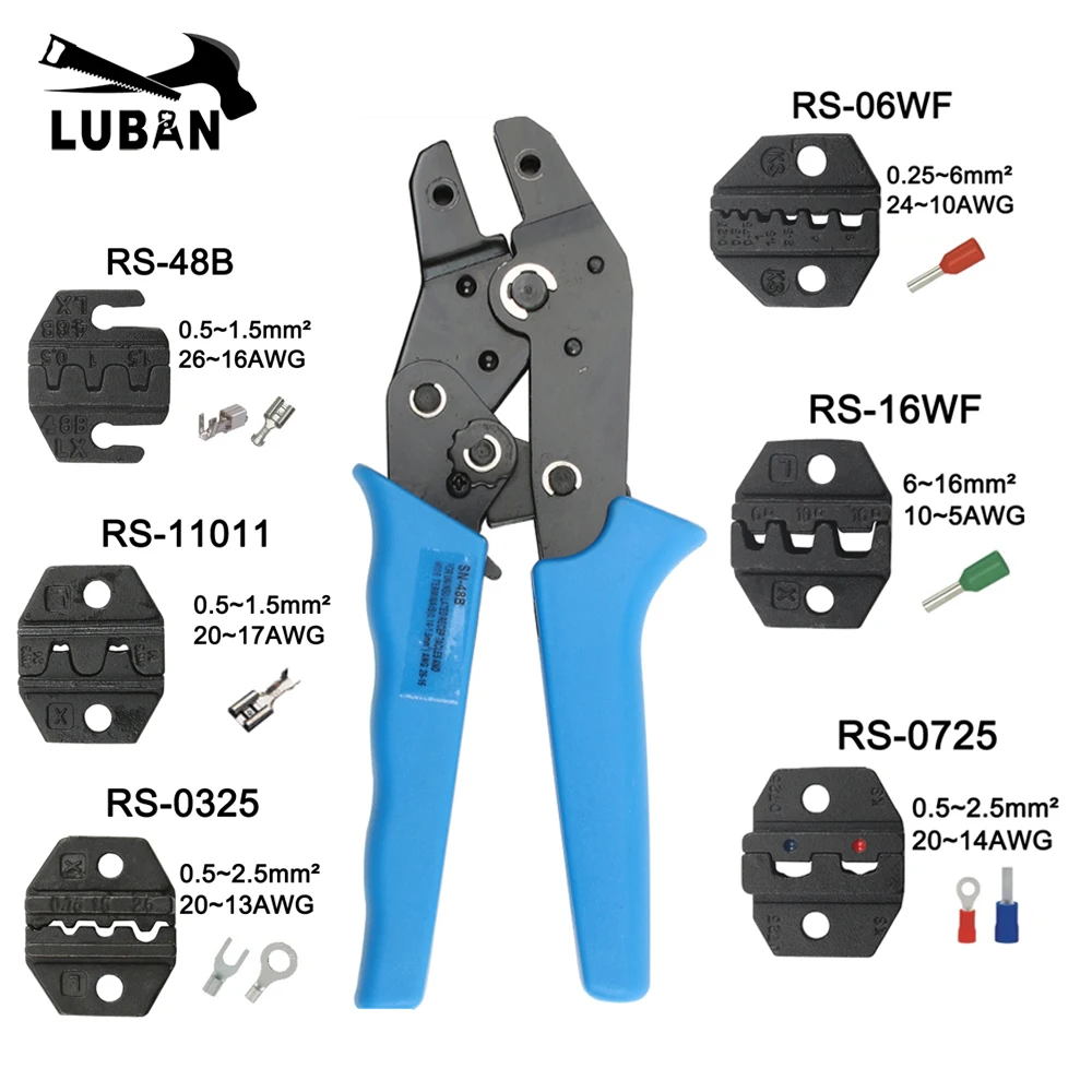 LUBAN MINI EUROP STYLE crimping tool crimping plier die sets for RS series RS0325 tool jaw 0.5-2.5MM2 jaws
LUBAN MINI EUROP STYLE crimping tool crimping plier die sets for RS series RS0325 tool jaw 0.5-2.5MM2 jaws