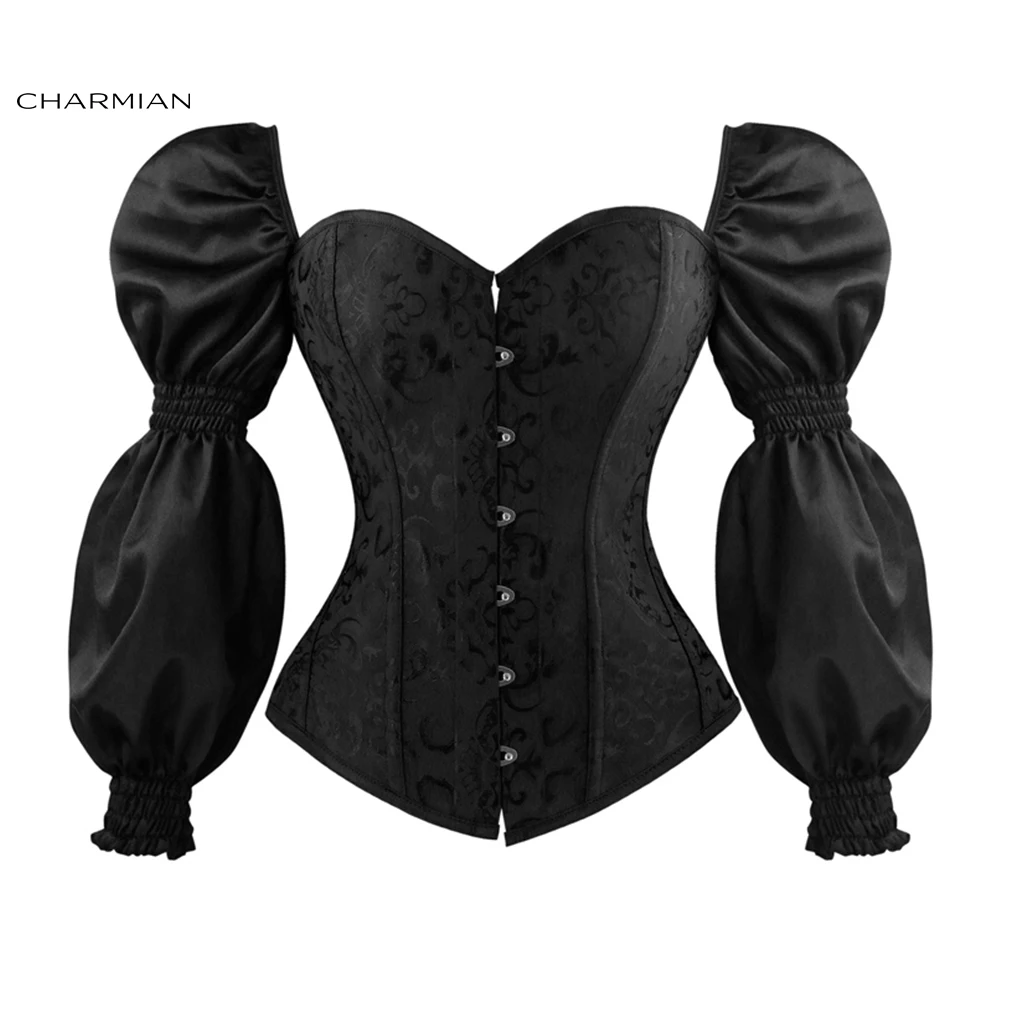 Charmian Women's Plus Size Retro Gothic Overbust Corset Top Steel Boned Long Sleeve Vintage Black Steampunk Corsets and Bustiers
Charmian Women's Plus Size Retro Gothic Overbust Corset Top Steel Boned Long Sleeve Vintage Black Steampunk Corsets and Bustiers