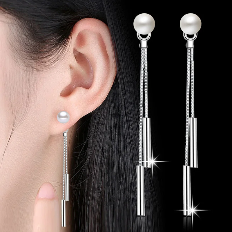 100% 925 sterling silver fashion pearl ladies long stud earrings women jewelry female Valentine's Day gift cheap
100% 925 sterling silver fashion pearl ladies long stud earrings women jewelry female Valentine's Day gift cheap