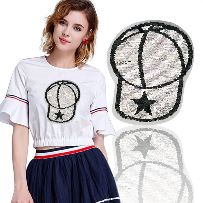Reversible change color sequins Patches for clothing T shirt Women 23cm Cap flip the double sided T-shirt Patch clothes
Reversible change color sequins Patches for clothing T shirt Women 23cm Cap flip the double sided T-shirt Patch clothes