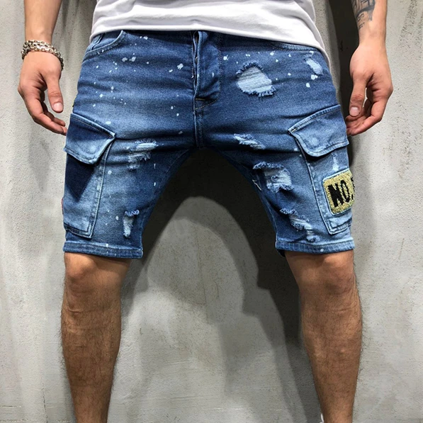 Mens Summer Ripped Short Jeans Knee Length Denim Shorts Homme Casual Biker Half Jeans Fashion Brand Clothing Pocket Badge 2019
Mens Summer Ripped Short Jeans Knee Length Denim Shorts Homme Casual Biker Half Jeans Fashion Brand Clothing Pocket Badge 2019