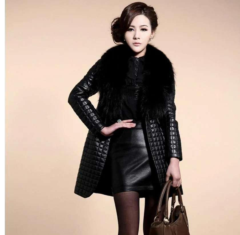 S/9XL Womens Large Size Pu Leather Overcoats Long Section Fur Collar Leather Jackets Female Leather Coats Jaqueta De Couro K492
S/9XL Womens Large Size Pu Leather Overcoats Long Section Fur Collar Leather Jackets Female Leather Coats Jaqueta De Couro K492