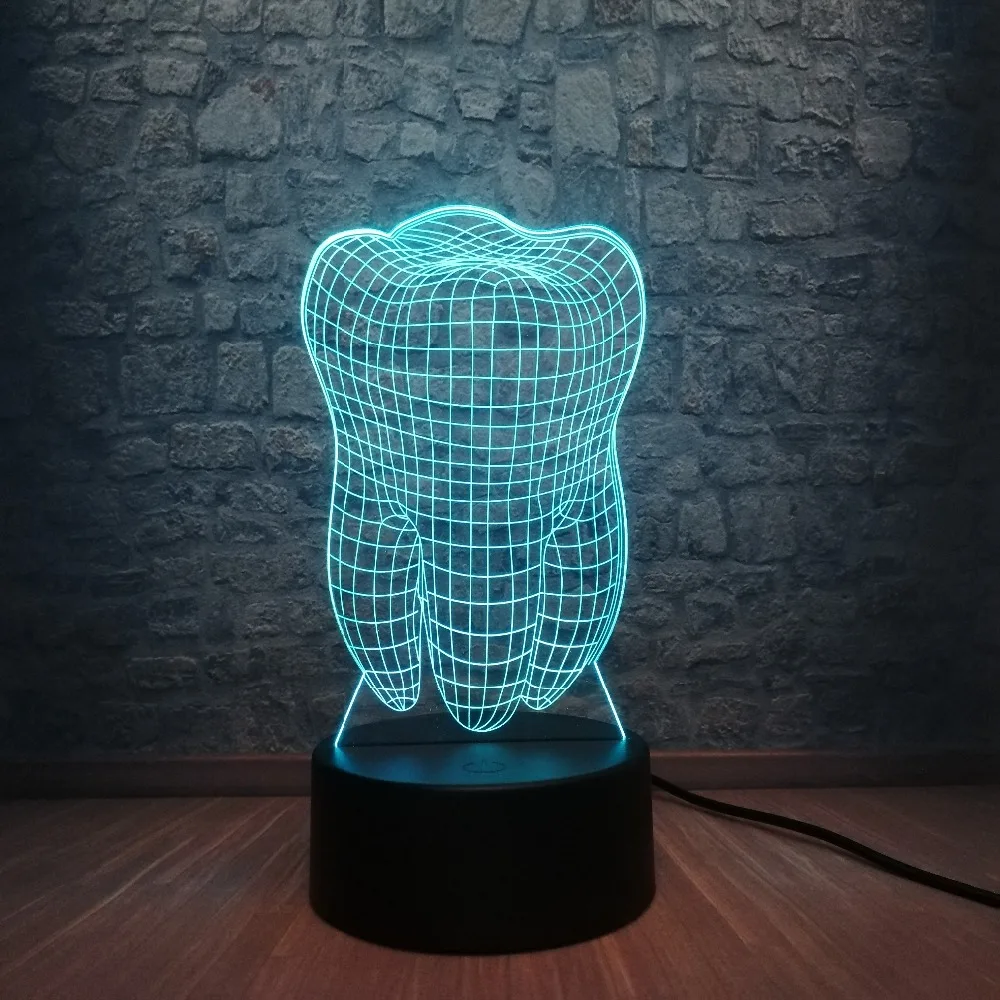 3D зубья зубов светодиодный USB лампа атмосферный RGB ночной светильник красочная