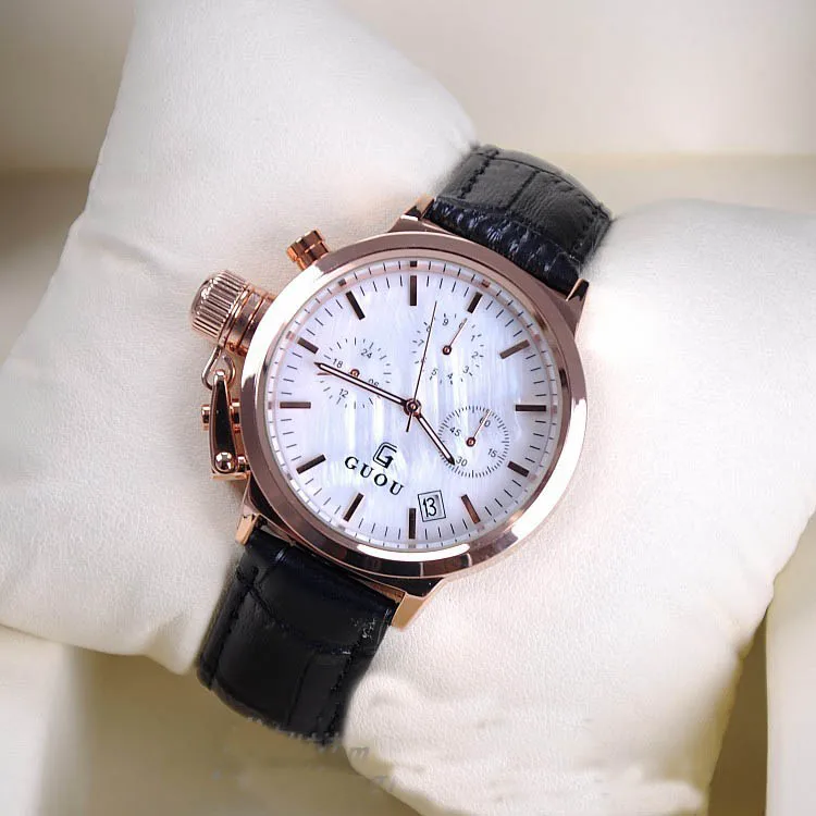 Wristwatches Waterproof Women's Watches Quartz-Watches Really Leather Strap Handsome Neutral Large Dial With Calendar
Wristwatches Waterproof Women's Watches Quartz-Watches Really Leather Strap Handsome Neutral Large Dial With Calendar