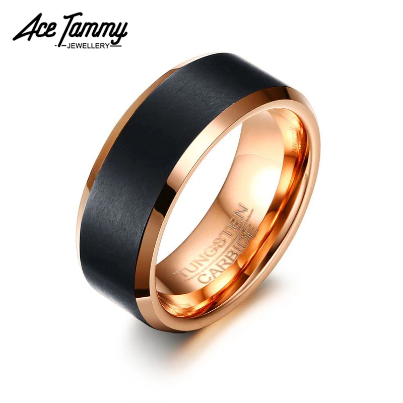 Mens Wedding Band 8MM Tungsten Carbide Rings Black Rose Gold Engagement Ring Trendy Party Jewelry Best Gift Brushed Finish
Mens Wedding Band 8MM Tungsten Carbide Rings Black Rose Gold Engagement Ring Trendy Party Jewelry Best Gift Brushed Finish
