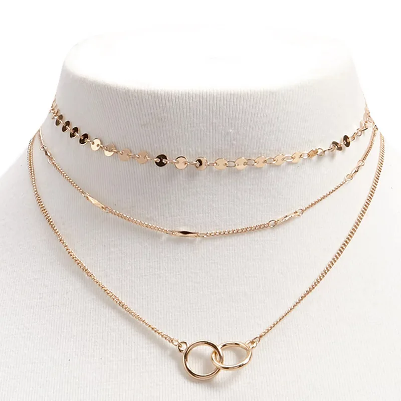 Fashion Punk Gold Silver Circle Choker Necklace Charm Women Multilayer Sequins Pendant Clavicle Chain Necklace Collares Jewelry
Fashion Punk Gold Silver Circle Choker Necklace Charm Women Multilayer Sequins Pendant Clavicle Chain Necklace Collares Jewelry