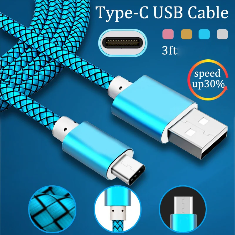 1 м/3 фута USB C 3 Тип быстрое зарядное устройство для Samsung Galaxy S8 S9 Note 8 9 Xiaomi mi 6x a1 a2 mix 2s