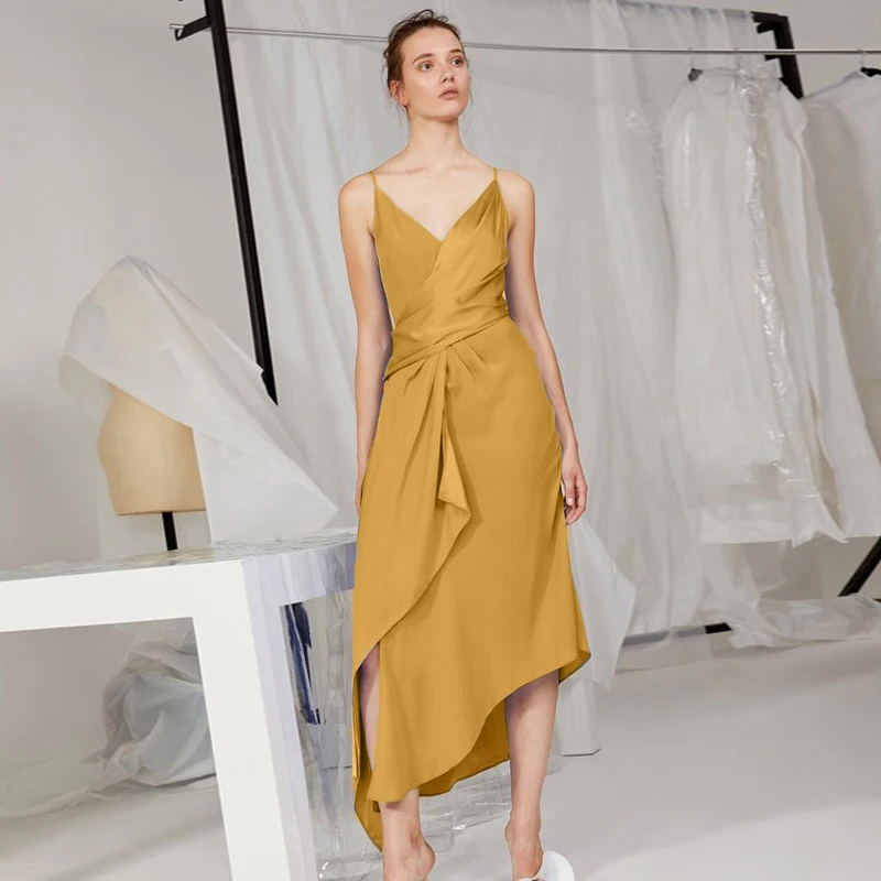 Women Yellow Spaghetti Strap Long Dress 2019 Runway Designer Summer Ruffles irregular Party Dress Sexy Slim V Neck Dress
Women Yellow Spaghetti Strap Long Dress 2019 Runway Designer Summer Ruffles irregular Party Dress Sexy Slim V Neck Dress