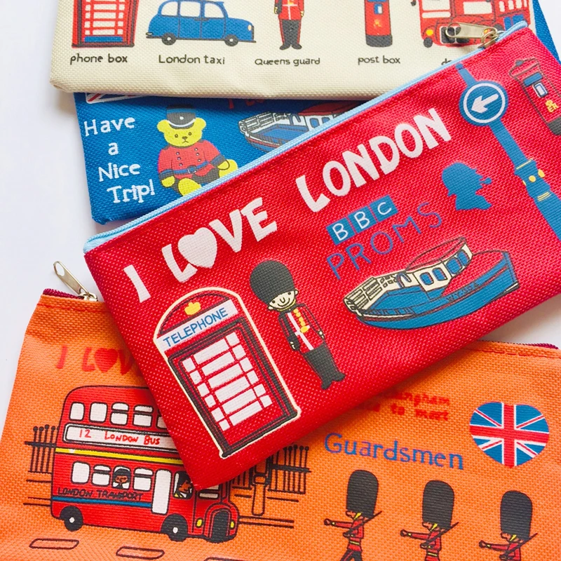 Холщовый пенал для ручек и карандашей Kawaii I Love London Soldier держатель хранения