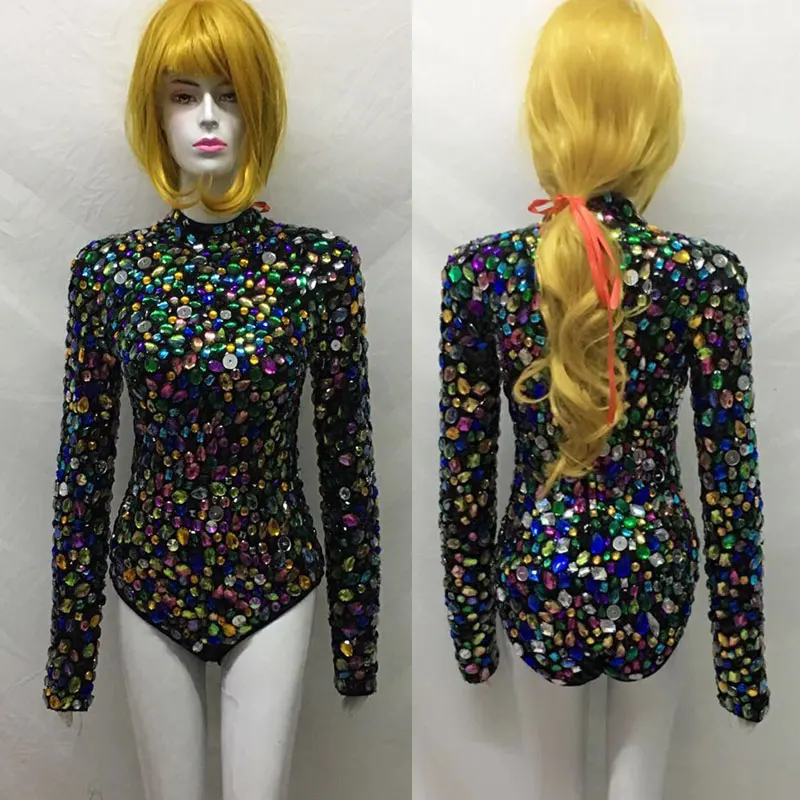 Hand-stitched Multicolor full crystals Leotard long Sleeves Sexy Stage Performance Costumes luxurious Rhinestones Bodysuit
Hand-stitched Multicolor full crystals Leotard long Sleeves Sexy Stage Performance Costumes luxurious Rhinestones Bodysuit