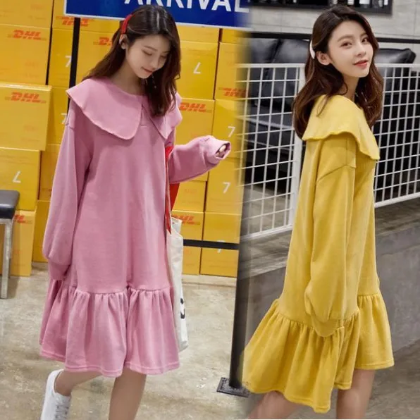 2019 Spring Loose Academy Style Ruffled Peter Pan Collar Cute Loose Long Sleeve Dress Princess Sweet Lolita Dress
2019 Spring Loose Academy Style Ruffled Peter Pan Collar Cute Loose Long Sleeve Dress Princess Sweet Lolita Dress