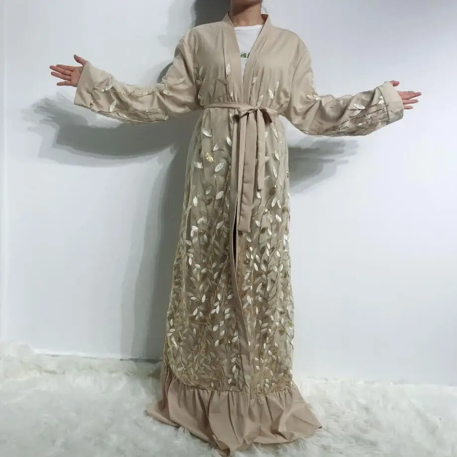 Leaf embroidery Sequins Abaya Dubai Long Robe Muslim Women Party Islamic Maxi dress Open Kimono Arab Cardigan Gown a1232
Leaf embroidery Sequins Abaya Dubai Long Robe Muslim Women Party Islamic Maxi dress Open Kimono Arab Cardigan Gown a1232
