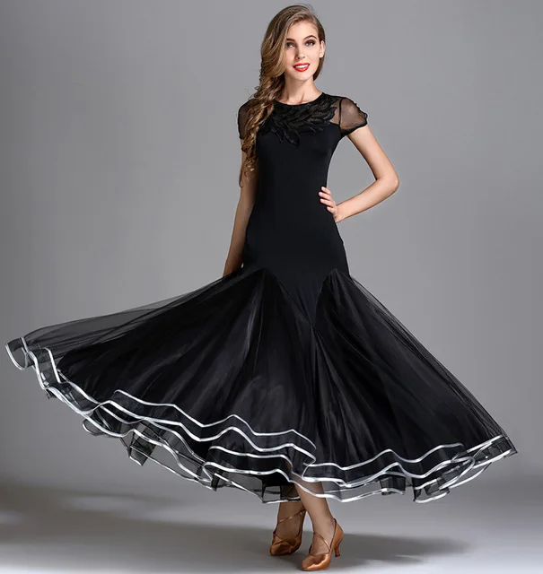 Standard Ballroom Dance Dresses Adult 2019 New Desigh Short Sleeve Waltz Dancing Costume Black Ballroom Competition Dance Dress
Standard Ballroom Dance Dresses Adult 2019 New Desigh Short Sleeve Waltz Dancing Costume Black Ballroom Competition Dance Dress