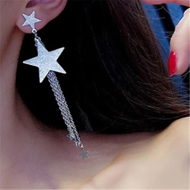 Фото Серьги с кисточками M MISM Shining Star длинные цепочки украшенные - купить