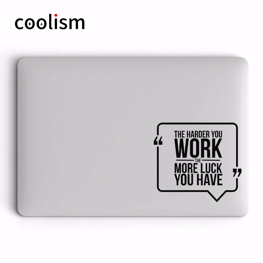 Упорно работать более удачи Цитата ноутбука наклейка для Apple MacBook Air Pro Retina 11 12 13 14 15