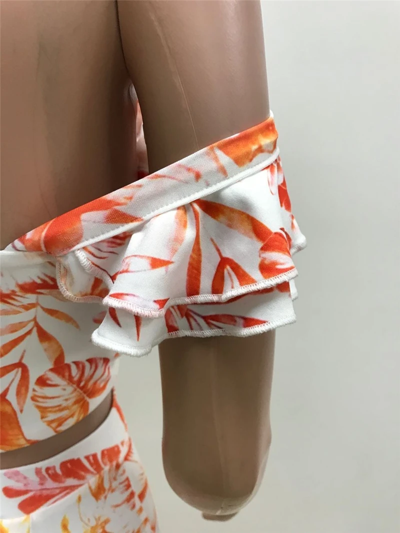 Adogirl/комплект из двух предметов с рюшами и принтом в виде листьев платье без