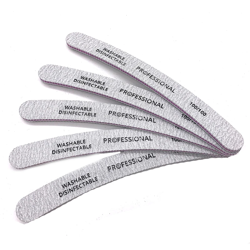 50PCS/Lot Professional Slim Sandpaper Nail Files File For Manicure Banana Grey Zebra 100/100 Grit Emery Board Shaper | Красота и