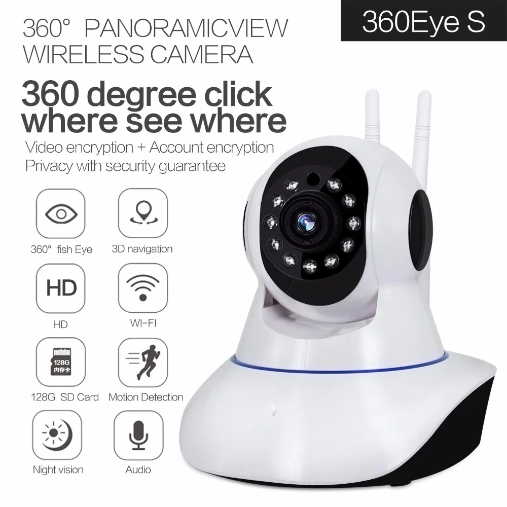 Фото SmartYIBA Wifi камера с приложением управление 360 градусов рыбий глаз IP Детский Монитор