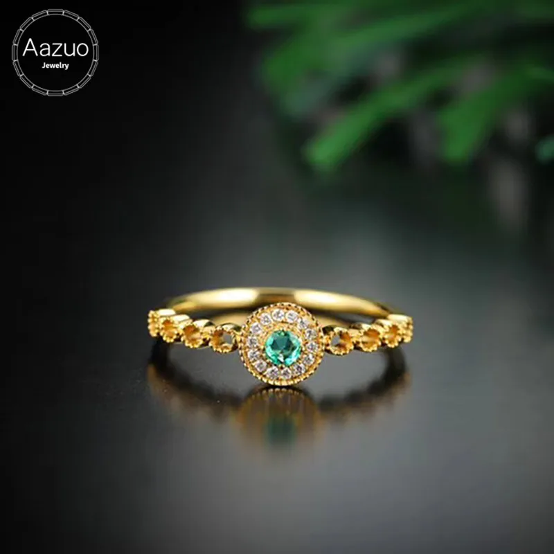 Aazuo Real 18K Yellow Gold Jewelry Real Diamond IJ SI 0.045ct Natural Emerald Green Stones Round Rings gifted for Women Au750
Aazuo Real 18K Yellow Gold Jewelry Real Diamond IJ SI 0.045ct Natural Emerald Green Stones Round Rings gifted for Women Au750