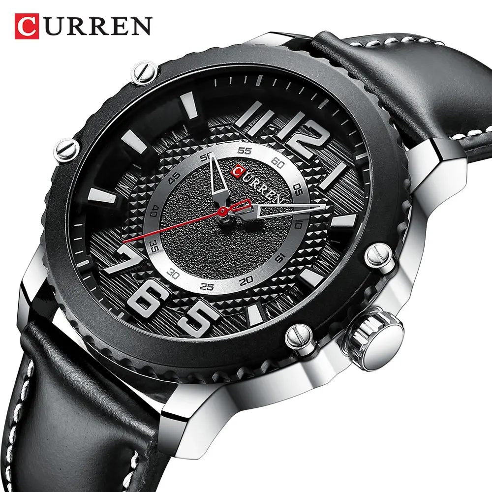 CURREN Black Mens Watches Genuine Leather Waterproof Man Business Quartz Sports Watch Military Male Clock Relogio Masculino Gift
CURREN Black Mens Watches Genuine Leather Waterproof Man Business Quartz Sports Watch Military Male Clock Relogio Masculino Gift