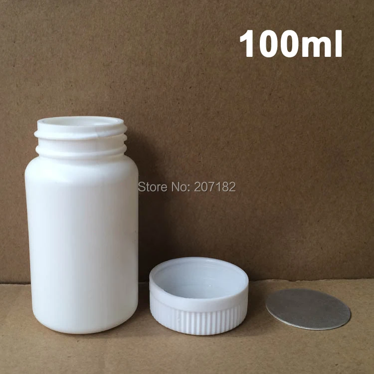 (100 шт./лот) бутылка HDPE 100 мл/100 г для таблеток флакон капсул пластиковая защитная