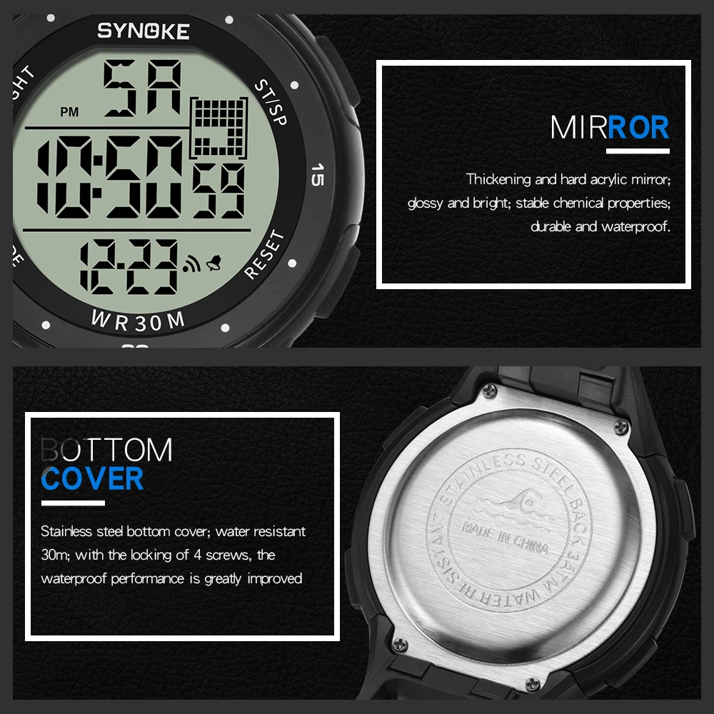 SYNOKE Mens Digital Watches Fahion Sport Fitness Watch Shock Waterproof Watch Male Clock Watches Man Fashion Stopwatch
SYNOKE Mens Digital Watches Fahion Sport Fitness Watch Shock Waterproof Watch Male Clock Watches Man Fashion Stopwatch
