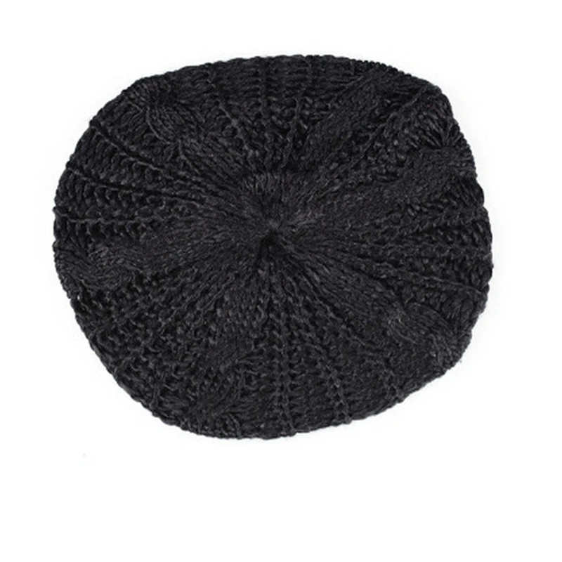 

New Arrivals Women's Lady Beret Braided Baggy Beanie Crochet Warm Winter Hat Cap Wool Knitted For Female Fashion Accessory