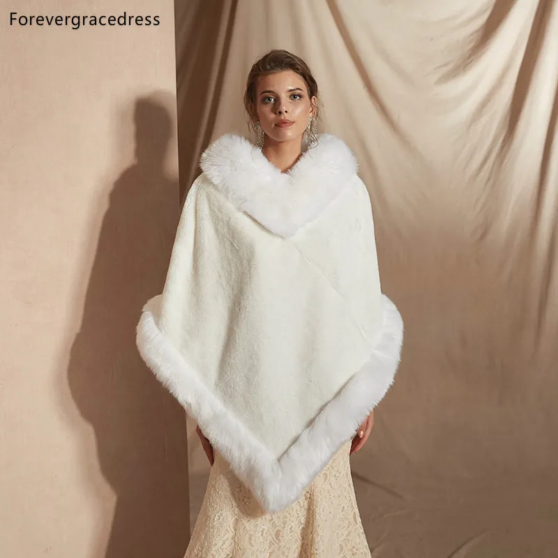 Фото Forevergracedress 2019 элегантная мягкая осенне-зимняя Свадебная накидка из