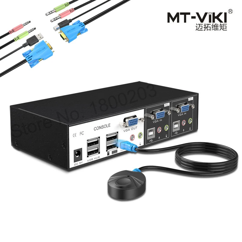 MT Viki проводной переключатель vga usb KVM с 2 портами новый дизайн дистанционное