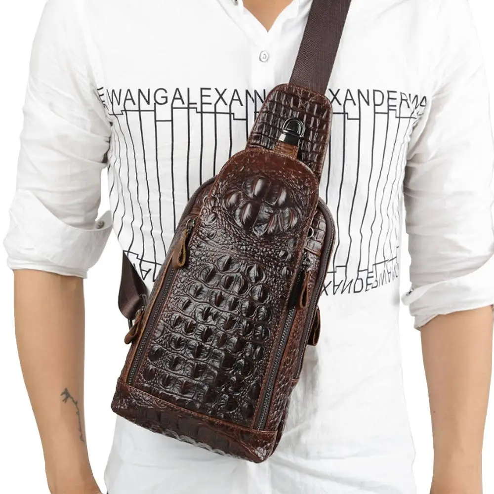New Vintage Men Leather Sling Pack Chest Bag Crocodile Grain Pattern Travel Shoulder Cross Body Messenger Bags
New Vintage Men Leather Sling Pack Chest Bag Crocodile Grain Pattern Travel Shoulder Cross Body Messenger Bags