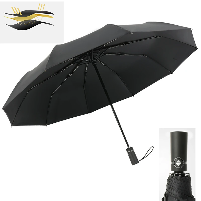 New 210T Pongee Fully-automatic Umbrella Sun 3 Folding 10 Ribs Fiberglass Strong Windproof Rain For Women Men Travel Business
New 210T Pongee Fully-automatic Umbrella Sun 3 Folding 10 Ribs Fiberglass Strong Windproof Rain For Women Men Travel Business